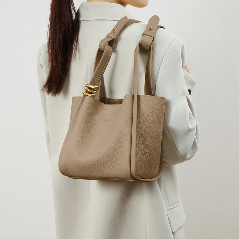 Women’s Bags this year's popular new style versatile bucket bag, niche designer genuine leather hand held vegetable basket_voghion.com