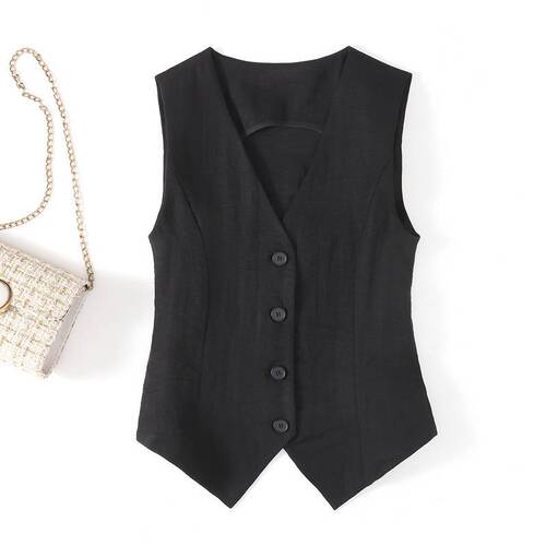 Line vest thin women's vest summer new high-end slim short sleeveless suit v-neck vest horse clip