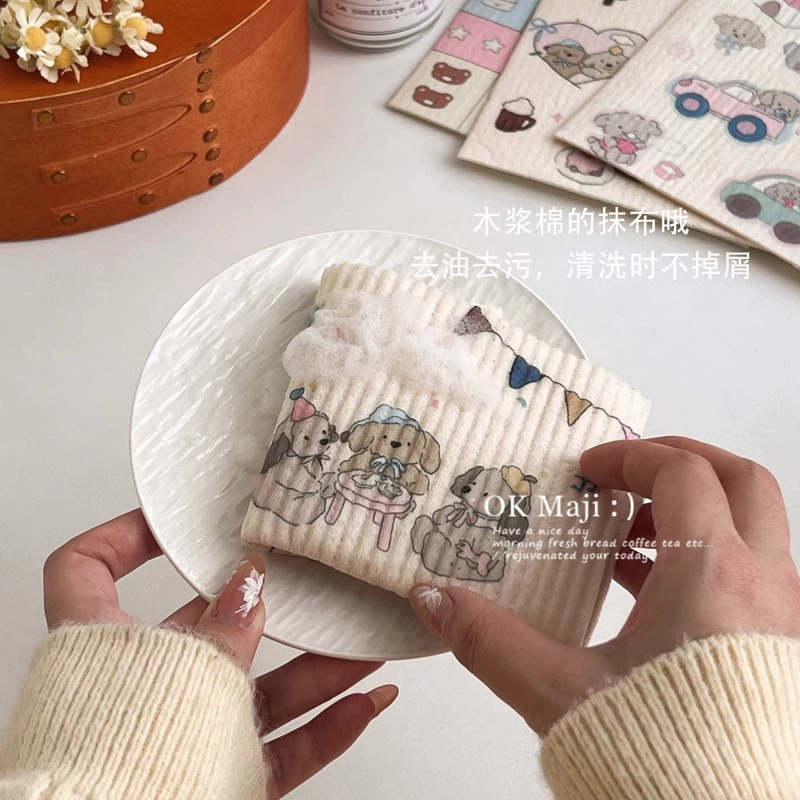 Салфетка без липкости для кухни, древесная масса, хлопок, не шерстяная чистящая ткань, салфетка для посуды, впитывающая домашняя ткань, кухонное полотенце