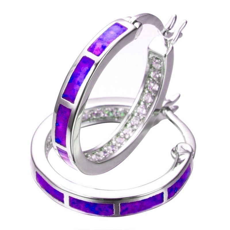 Enamel, Inlay Design 1 Pair Simple Style Commute Circle Enamel Inlay Alloy Rhinestones Earrings