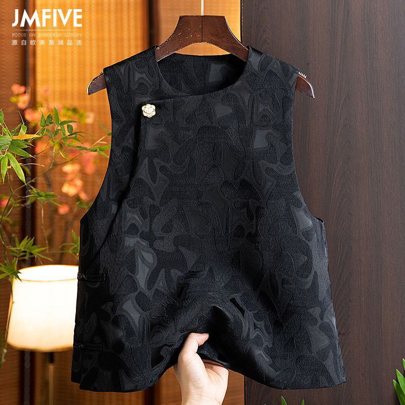 Artistic Retro Chinese Jacquard Cotton Vest for Women 2025 Spring and Summer New Style Foreign Style Versatile Chinese Disc Button Top