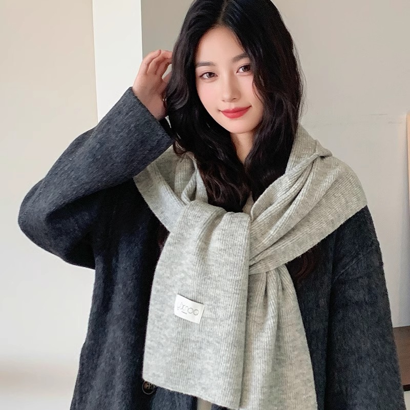 Hooded scarf with wool - light gray