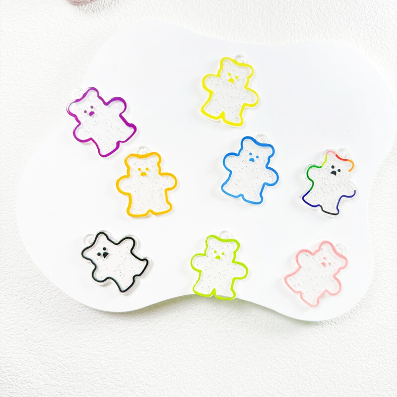 South Korea Ins Transparent Fudge Bear Acrylic Hanging Chain Keychain airpods Protective Case Hanging Ornament Pendant