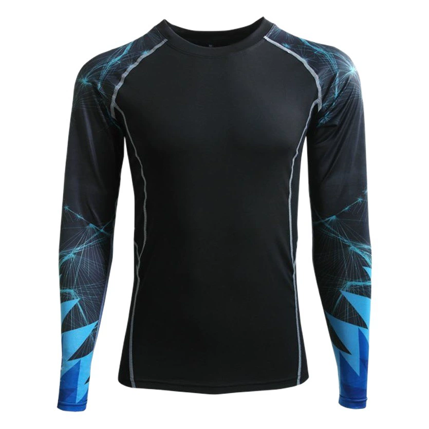 Плотная спортивная мужская одежда для фитнеса с длинным рукавом, эластичная быстросохнущая рубашка, компрессионная одежда для фитнеса с принтом, поколение оптовых продаж