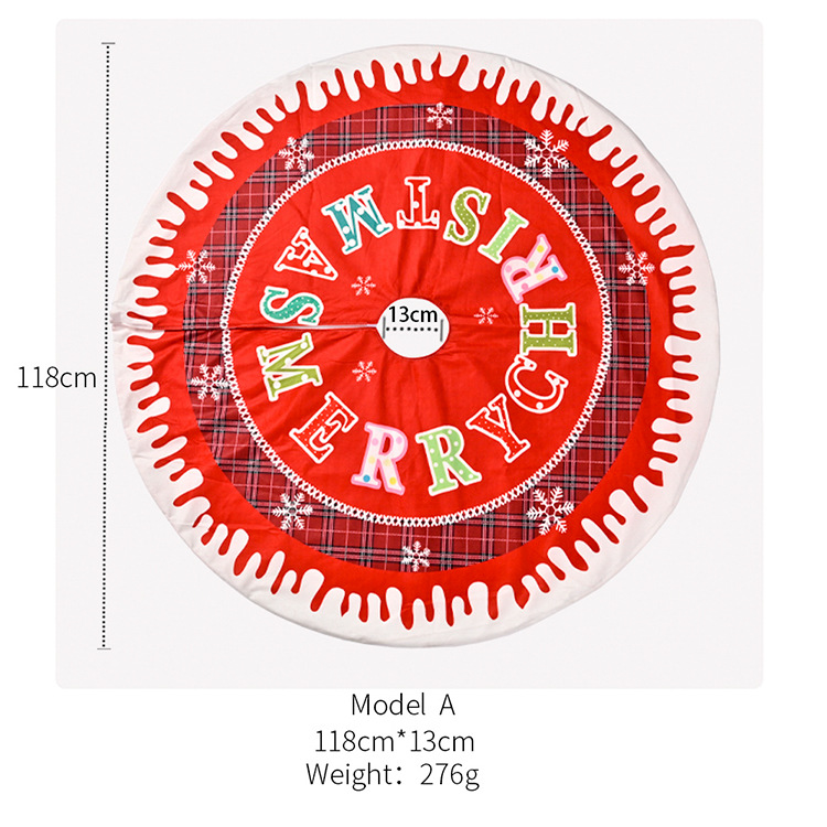 Christmas New Christmas Decoration Christmas Tree Dress Christmas Plaid Snowflake English Tree Dress Christmas Tree Bottom Decoration_voghion.com