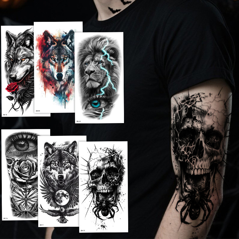 新品跨境 ZEN小全臂纹身贴半臂纹身贴动物花朵万圣节纹身贴tattoo|undefined