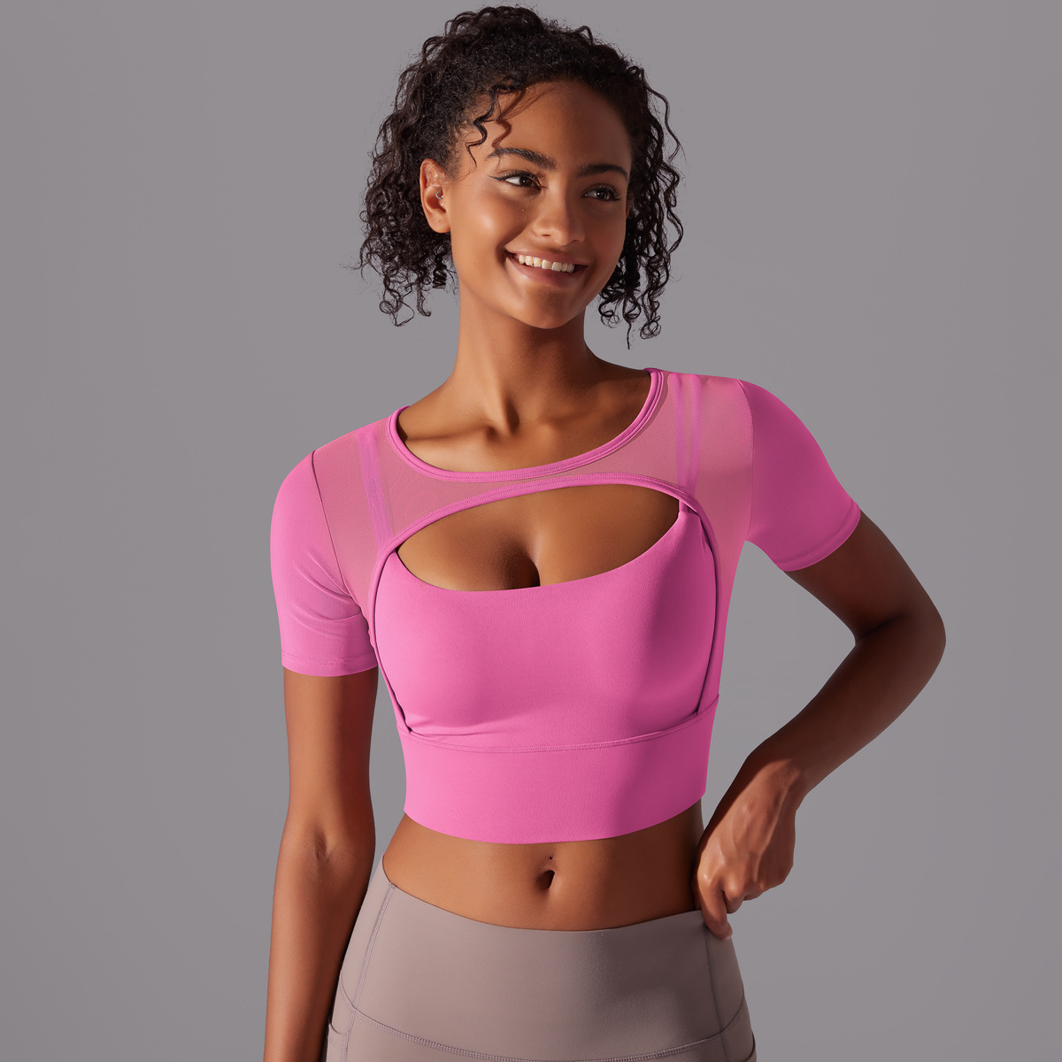 182g Weight Short Sleeve Sleeve Length Pullovers Placket Type Nylon, Spandex Fabric Type Short Top Length T-shirt Tops Type Yoga, Sports Occasion Round Neck Neckline Solid Color Pattern Women Gender Hollow Out Craft Fitness Sport Style Solid Color Nylon Spandex Round Neck Hollow Out Active Tops T-shirt 19