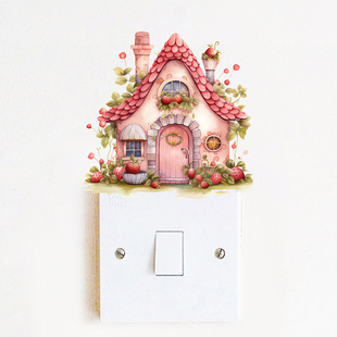 Creative Strawberry House Fruit Wall Stickers Background Wall Room Switch Decorative Wall Stickers Self-adhesive Wholesale Waterproof Wall Stickers