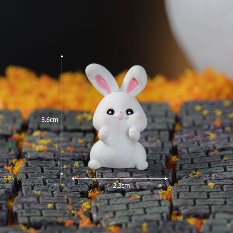 微景観中秋節玉兎月餅かわいい動物人形装飾品樹脂工芸品小物|undefined