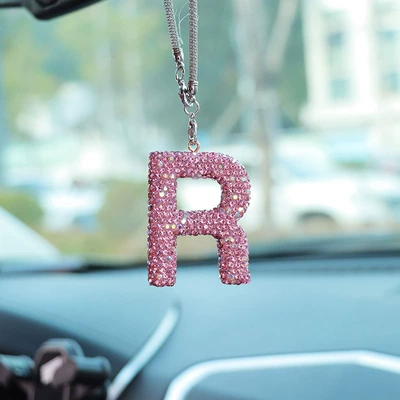 rearview mirror pendant pendant | Car hanging - r-letter-car-pendant-pink