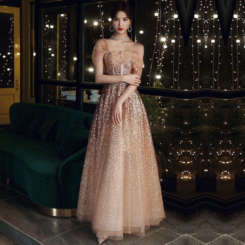 Vestido de noche 2026, nuevo estilo de verano, elegante, para fiesta, examen de arte, vestido sin tirantes, estilo hada, para reunión anual