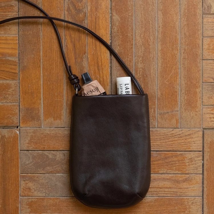 2025 Spring/Summer New Women's Bag Retro Dopamine Dumpling Bag Vegetable-Tanned High-Quality Soft Leather Phone Bag Crossbody Bag