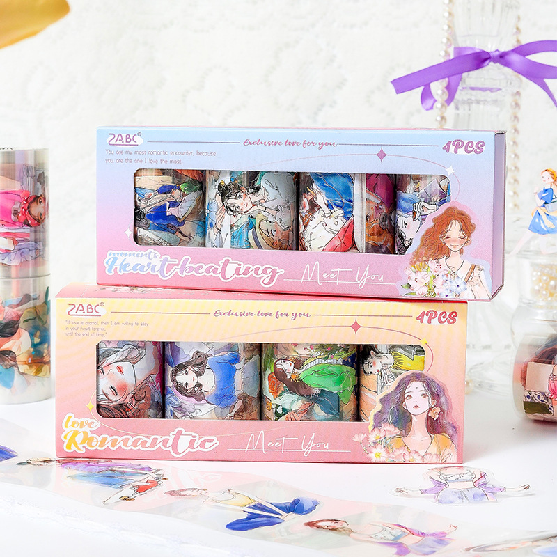 Serie de años suaves Personajes pequeños y frescos troquelados de aceite especial Cuentas de mano Material de collage de decoración de bricolaje Cinta de mano