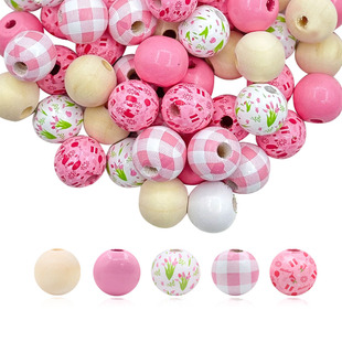 DIY Accessories Mother's Day Wooden Beads Tulip Wooden Beads Accessories Hemp Rope Wooden Beads