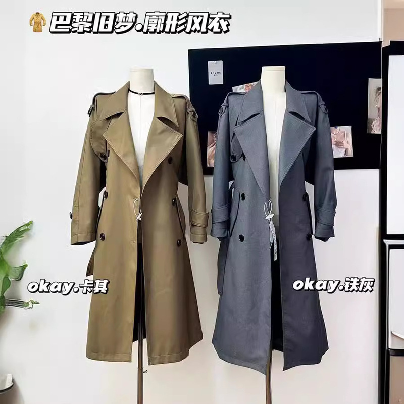 周淼ZHOUMIAO巴黎旧梦廓形大翻领双排扣中长款气质风衣外套女高街|undefined