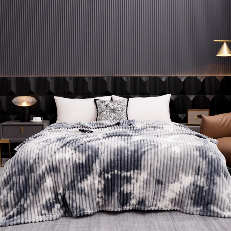 Nueva imitación de pelo de conejo, gran tira de dibujo, arte teñido anudado, manta casual, manta de lana de leche, manta, exportación transfronteriza, comercio exterior