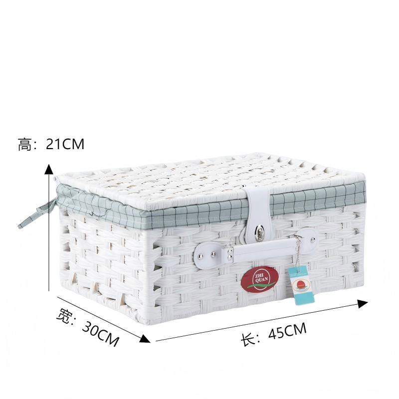 plástico trenzado imitación de caña trenzada a mano mesa bocadillos cosméticos almacenamiento de artículos cesta de picnic almacenamiento cesta de regalos