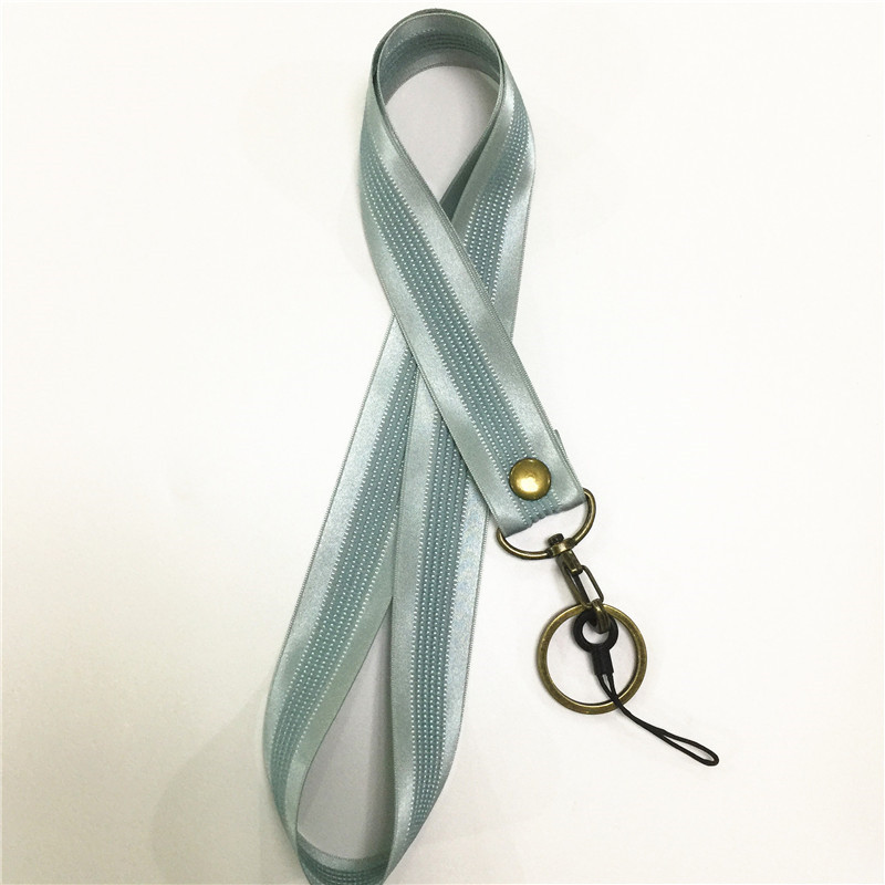 회색 파란색 넓은 실크 청동 매달려 버클 긴 로프