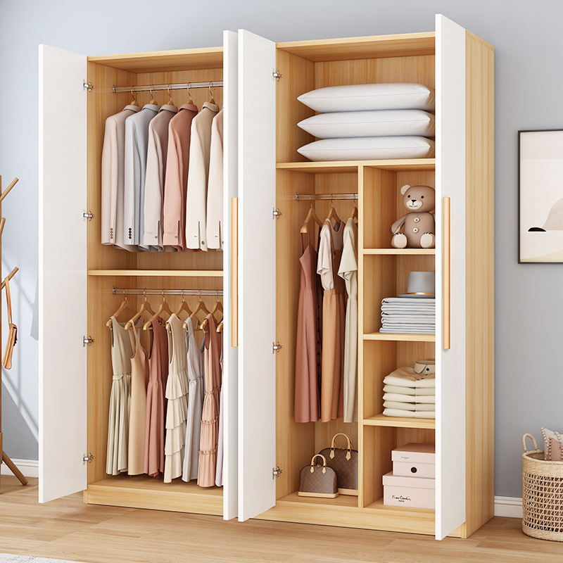 Wardrobe Home Bedroom Rental Room Simple Assembly Economical Solid Wood Children's Small Apartment Storage Cabinet Wardrobe