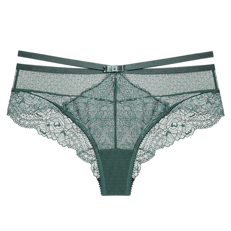 Ropa interior de encaje de cintura baja tentación polainas negras mujeres más tamaño encaje transparente sexy puro deseo ropa interior fábrica al por mayor