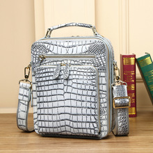 新款鳄鱼皮日子包肚皮手提包商务箱子大容量男士单肩包竖款斜挎包