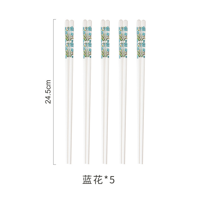 青禾紫萱花陶瓷筷子食品级家用高档耐高温复古抗菌防霉防滑陶瓷筷|undefined