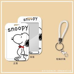 Snoopy Cartoon Cute Student Campus Card Case Bus Meal Card Extendable Strap Lanyard ID Card Workplace ID Badge Protective Cover