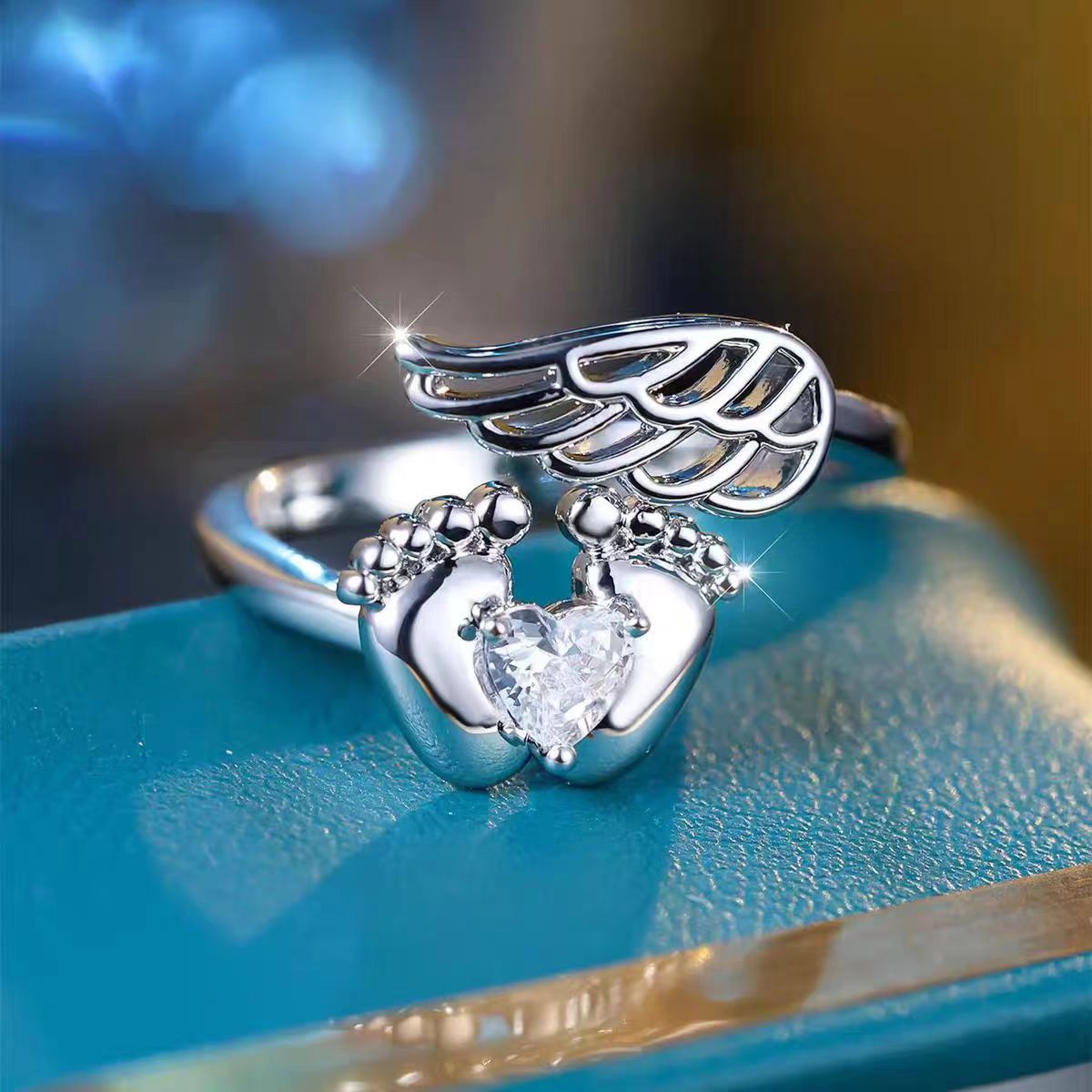 Unique Cute Little Toe Zircon Wing Diamond Ring Trendy Sparkling_voghion.com