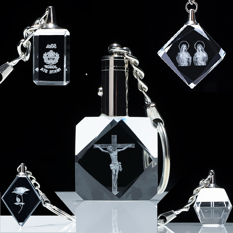 Customized Crystal Keychains with Various Shapes and Any Patterns, Colorful Luminous Pendants, Car Show Advertising and Promotional Small Gifts