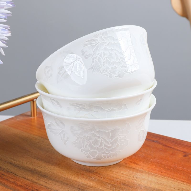 Jingdezhen Bone China Household Rice Bowl, Chinese-Style Small Soup Bowl, Noodle Bowl, Fresh and Creative Ceramic Bowl, Golden Bell Bowl Jingdezhen Bone China Household Rice Bowl, Chinese-Style Small Soup Bowl, Noodle Bowl, Fresh and Creative Ceramic Bowl, Golden Bell Bowl