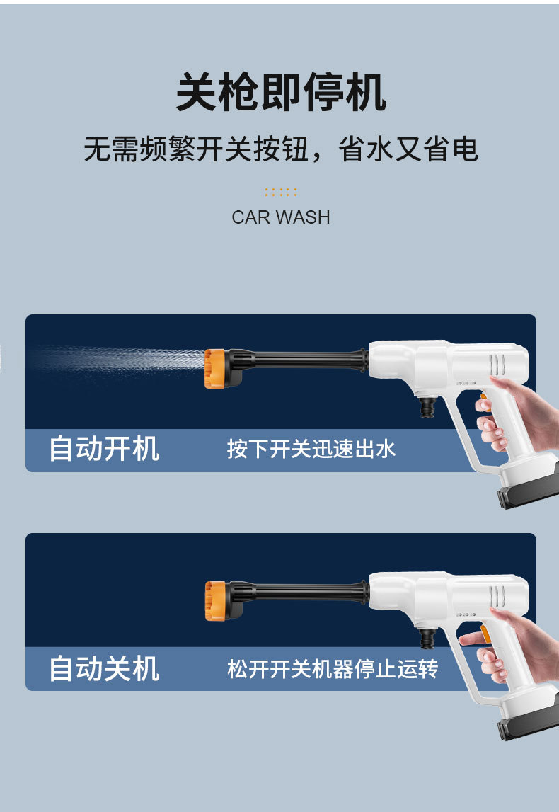 High-pressure car washing water gun Lithium electric car washing machine water gun portable wireless car washing machine household rechargeable car cleaning artifact