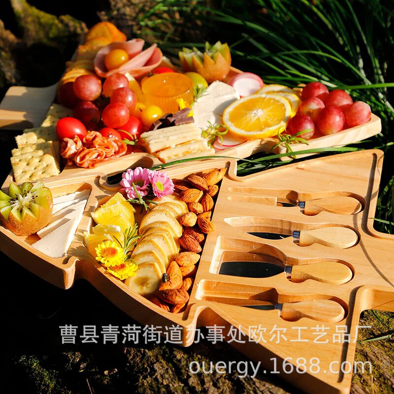 Scandinavian Farmhouse Wooden Cheese Board Dinner Plate Restaurant Kitchen Fruit Cheese Board Set Bamboo Wood Dessert Fruit Plate