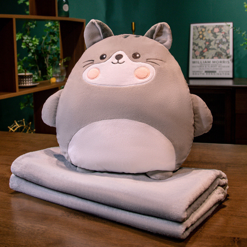 Cartoon transfronterizo 2 - en - 1 almohada manta almohada de doble uso almohada mano caliente muñeca oficina pierna artefacto almohada siesta al por mayor