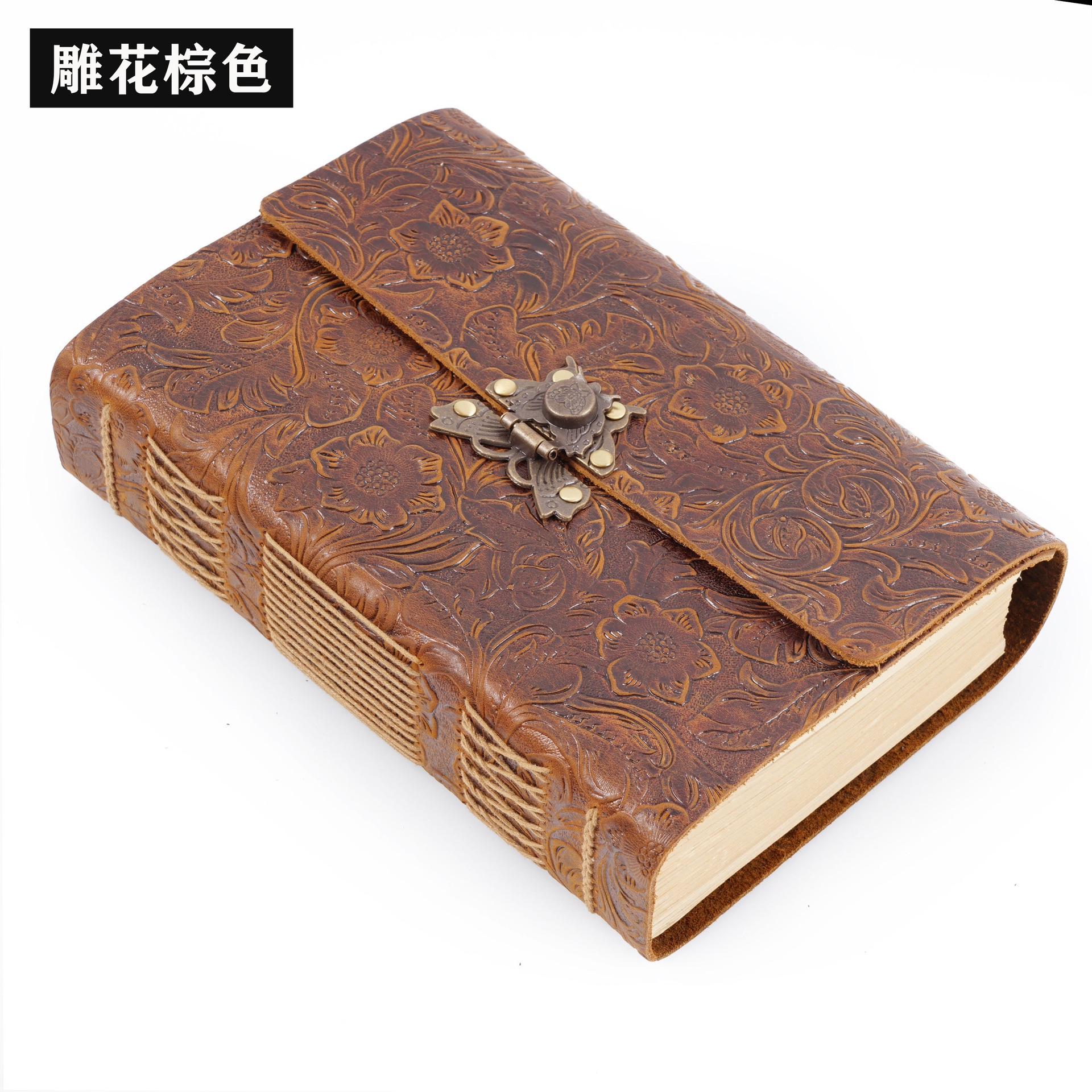 Original libro de bocetos hechos a mano primera capa de piel de vaca creativo retro viajero estilo europeo diario libro línea-montado Bloc de notas engrosada