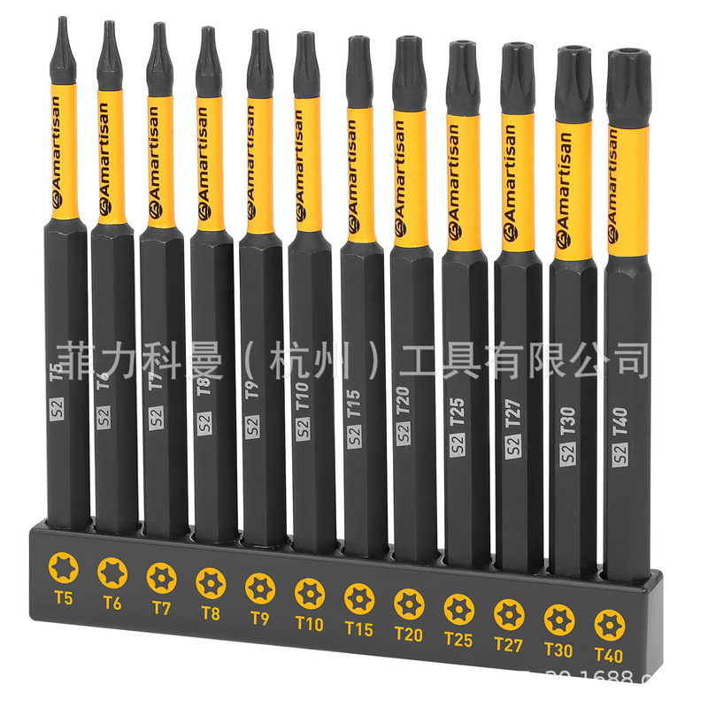 12-piece plum screwdriver batter kit, S2 steel, 1 inch and 4 inch long T5-T40 12-piece plum screwdriver batter kit, S2 steel, 1 inch and 4 inch long T5-T40