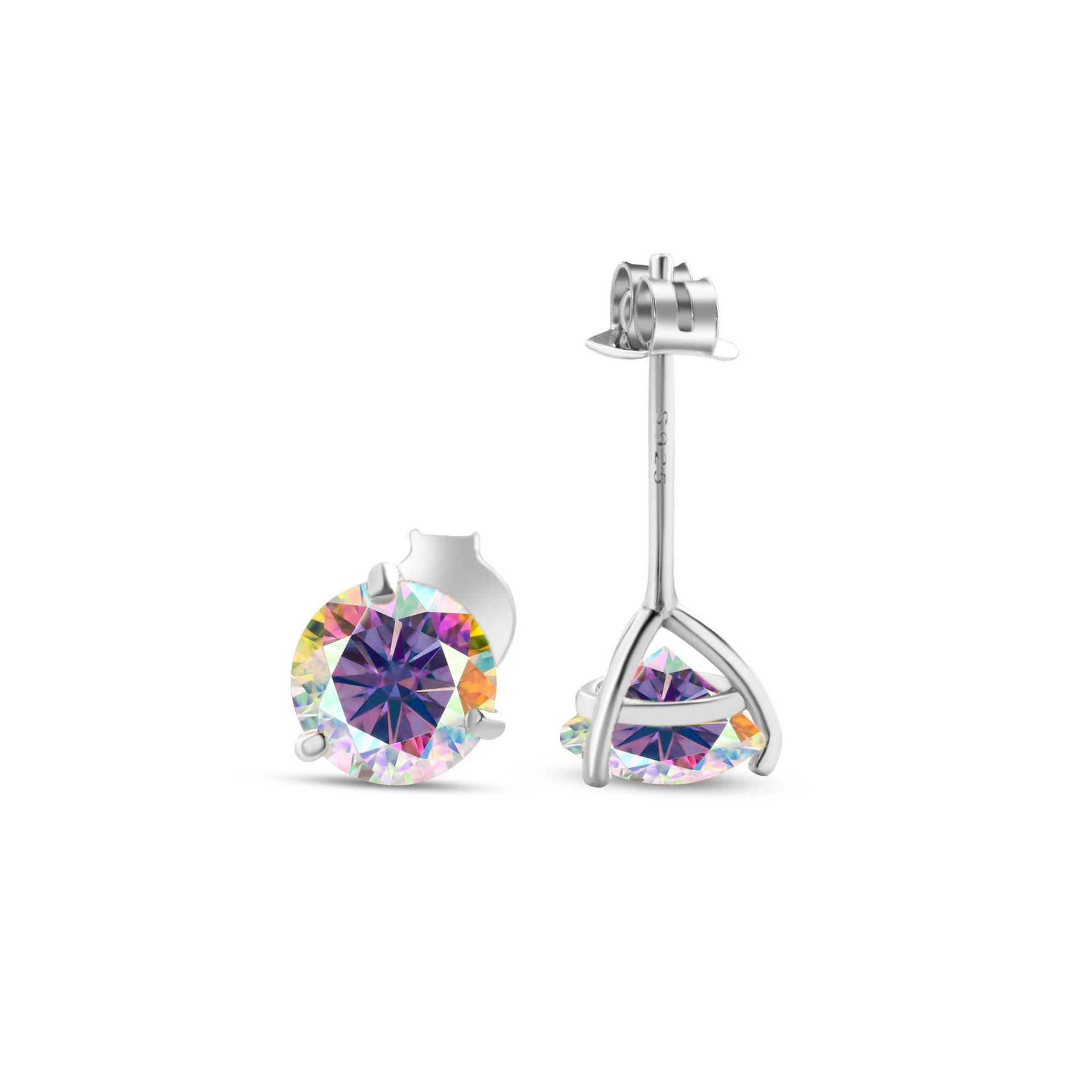 S925 pendientes de plata esterlina 2021 nuevos pendientes clásicos femeninos simple tres garras un quilate adornos pendientes de piedra de moissan