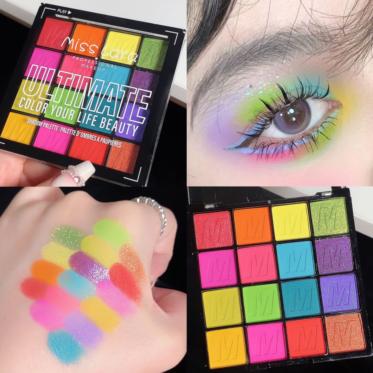 Paleta de sombras de ojos Misslara de 16 colores, acabado mate perlado, resistente al agua, no se desvanece fácilmente, maquillaje vibrante de verano de estilo europeo y americano. image 7