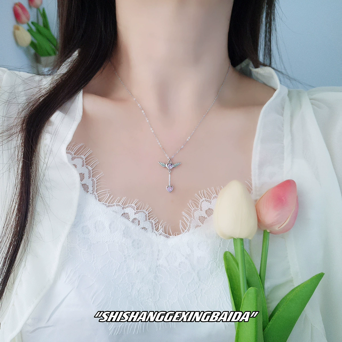 Маленькое ожерелье, аксессуар, волшебная палочка, цепочка для ключей/сумки, серебро 925 пробы, стиль легкой роскоши
