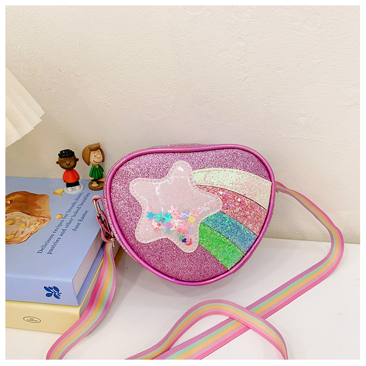 178g Weight Polyester Lining Material Zipper Closure Type Single Shoulder Strap Strap Type Shoulder Bag, Crossbody Bag Bags Type Daily Occasion Pu Leather Material Star, Stripe Pattern All Seasons Season Kid'S Gender Cute Style Heart-shaped Shape Kid'S Pu Leather Star Stripe Cute Heart-shaped Zipper Shoulder Bag Crossbody Bag 34