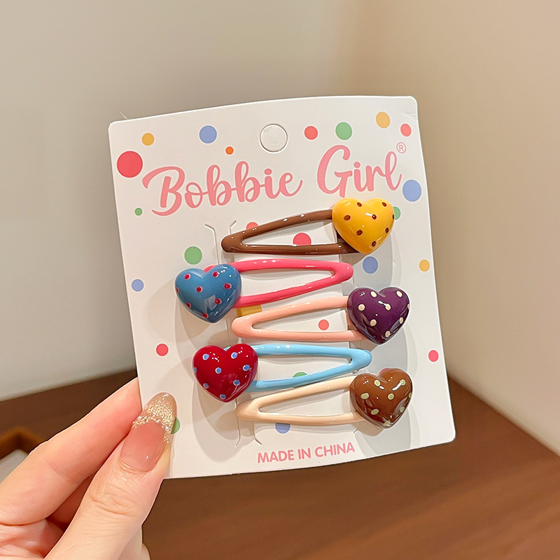 F9047-1#love polka dot bb clip five-piece set