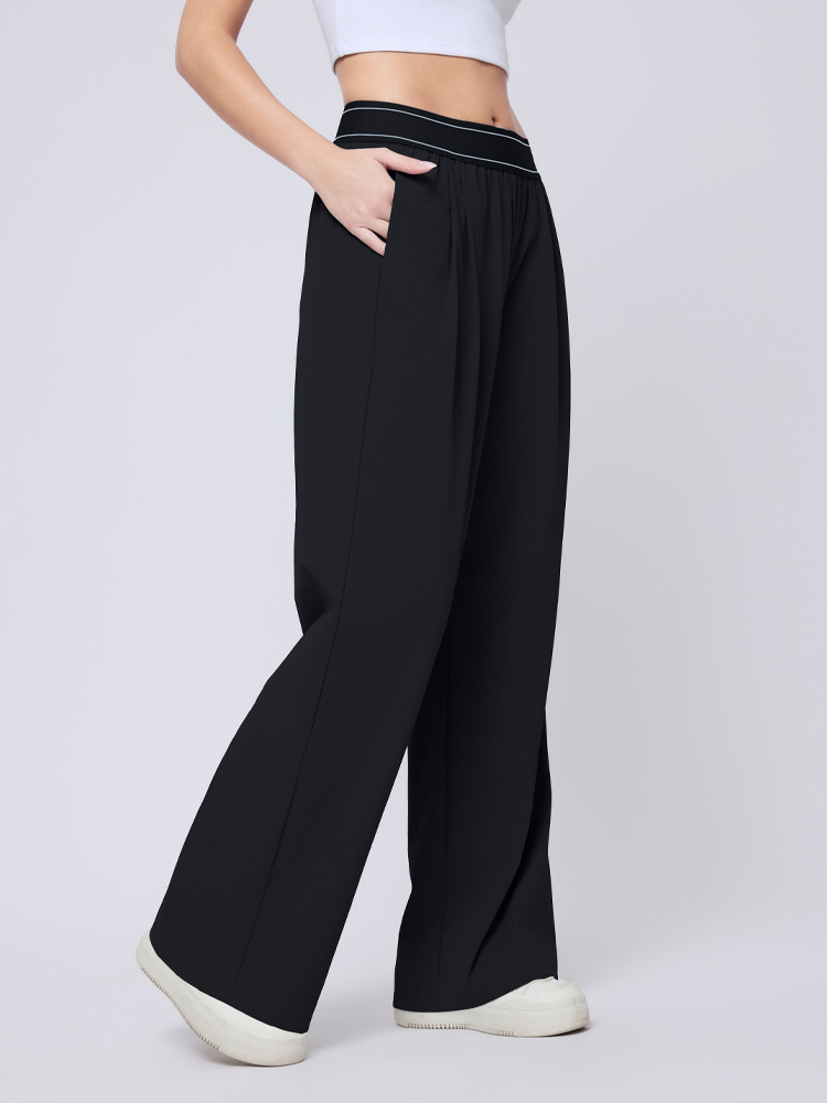 Transfronterizo exclusivo para el descanso de las mujeres, pantalones deportivos de cintura alta, rectos, ligeros, delgados, sueltos, secados rápidos, primavera y verano. image 5