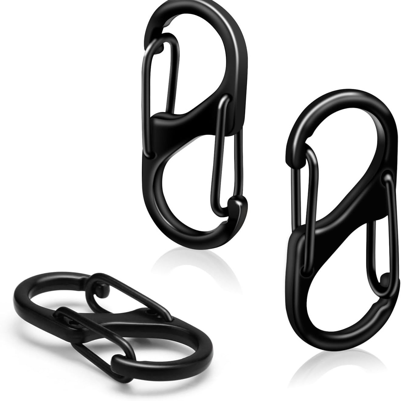 Spot Zinc Alloy Black Figure-Eight Buckle S-Hook Carabiner Easy-Pull Buckle Anti-Loss Keychain Hook Double-Headed Spring Buckle