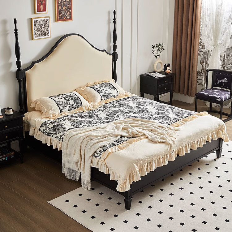 Danvas francesa cama de madera maciza cama retrógrada cama doble cama ligera francesa medieval dormitorio cama 1.8m