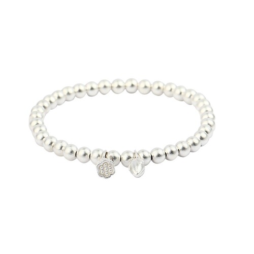 Two-World Joy Silver Beaded Hand Chain for Girls Live Round Lotus Pendant Bracelet Double World Joy Luck Bead Qixi Wholesale Stall
