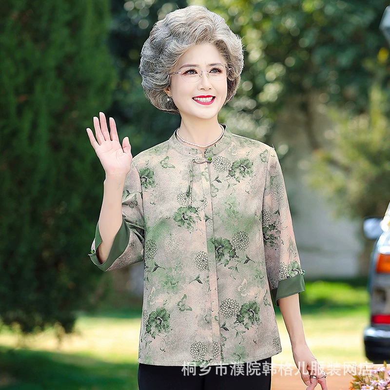 Средние и пожилые летние рубашки кардиган Новый китайский стиль