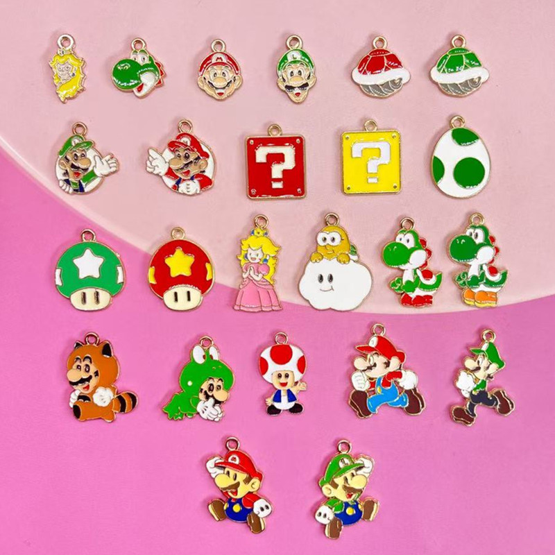 Game Little Overlord Super Mario Loui Color Mushroom Question Mark Dinosaur Egg Alloy Oil Drop DIY Jewelry Pendant