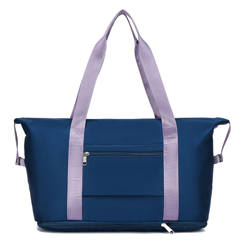 Bolsa de gimnasio de gran capacidad, expandible, de tela Oxford impermeable, con separación de seco y húmedo, bolsa deportiva para entrenamiento con colores contrastantes.