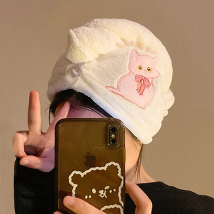Cute Cat Hair Drying Hat Women's Cartoon Hair Pack Thickened Hair Shower Cap Dormitory Quick-drying Hair Wrapping Towel Dry Hair Towel
