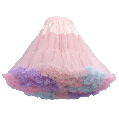 Rainbow Cloud Lolita Soft Sheer Skirt Hold Cotton Candy Half Body Skirt Colorful Bouncy Skirt Cross Border International Trade Special Supply