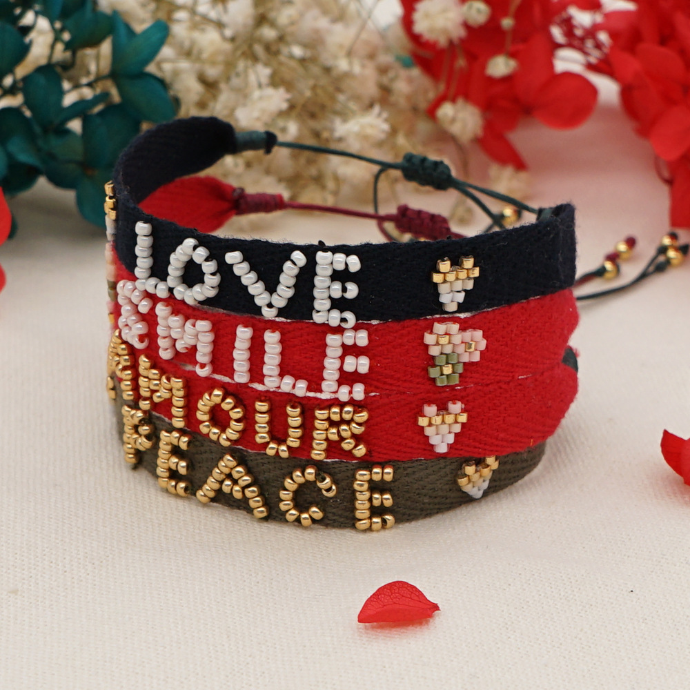 Miyuki bead braided LOVE letter ribbon bracelet wholesale jewelry Nihaojewelrypicture15